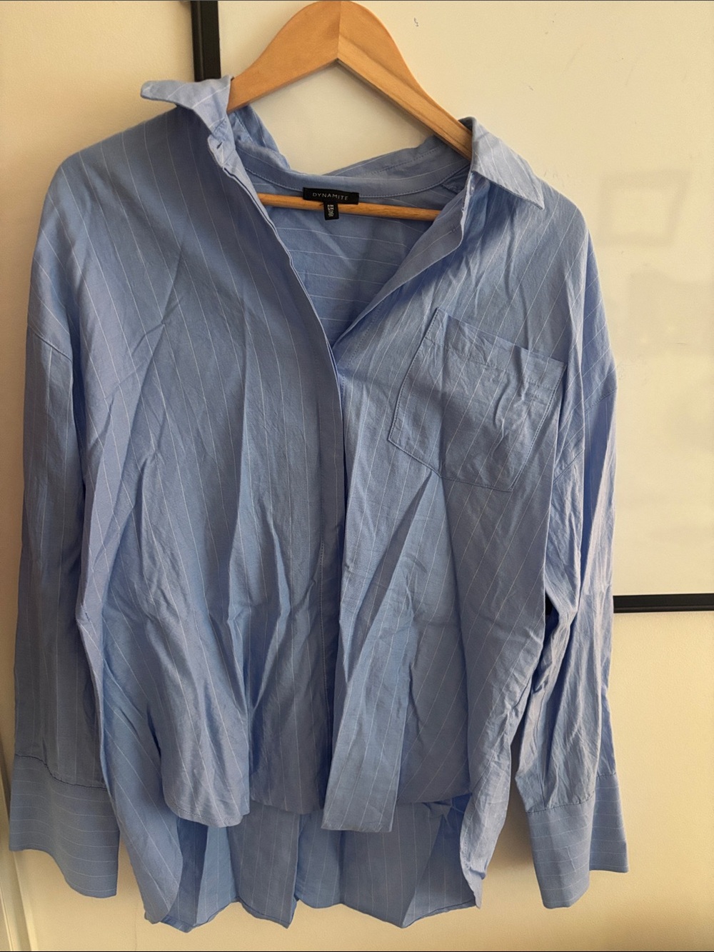 Light Blue Pinstripe Women’s Button-Up Shirt
